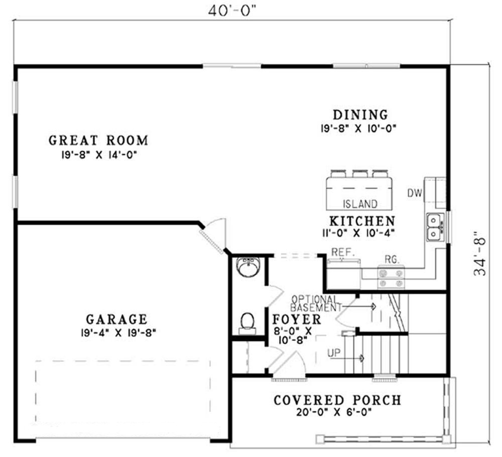 Floor Plan First Story of Country Plan #153-1260
