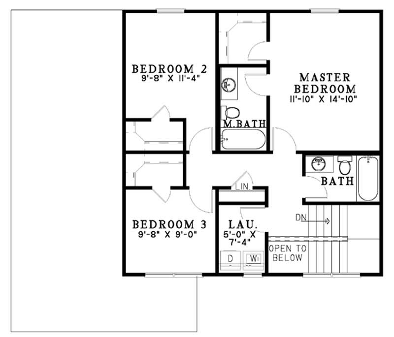 Floor Plan Second Story of Country Plan #153-1260