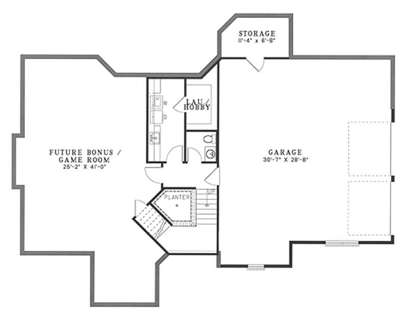 Floor Plan Basement of Southern Plan #153-1262