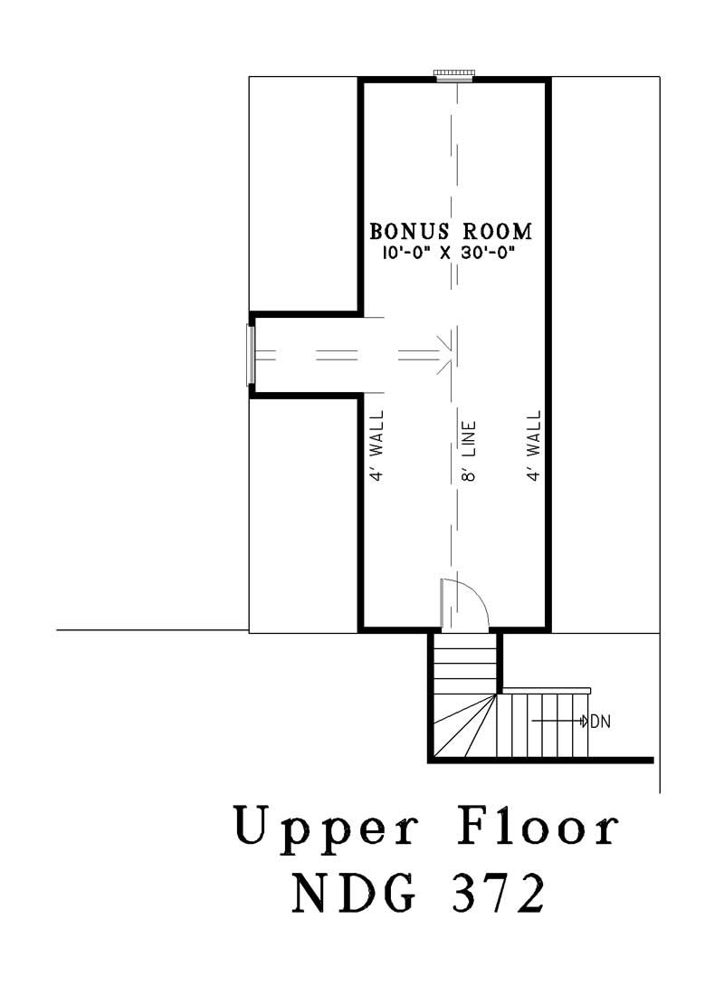 Floor Plan Bonus Room of Southern Plan #153-1268
