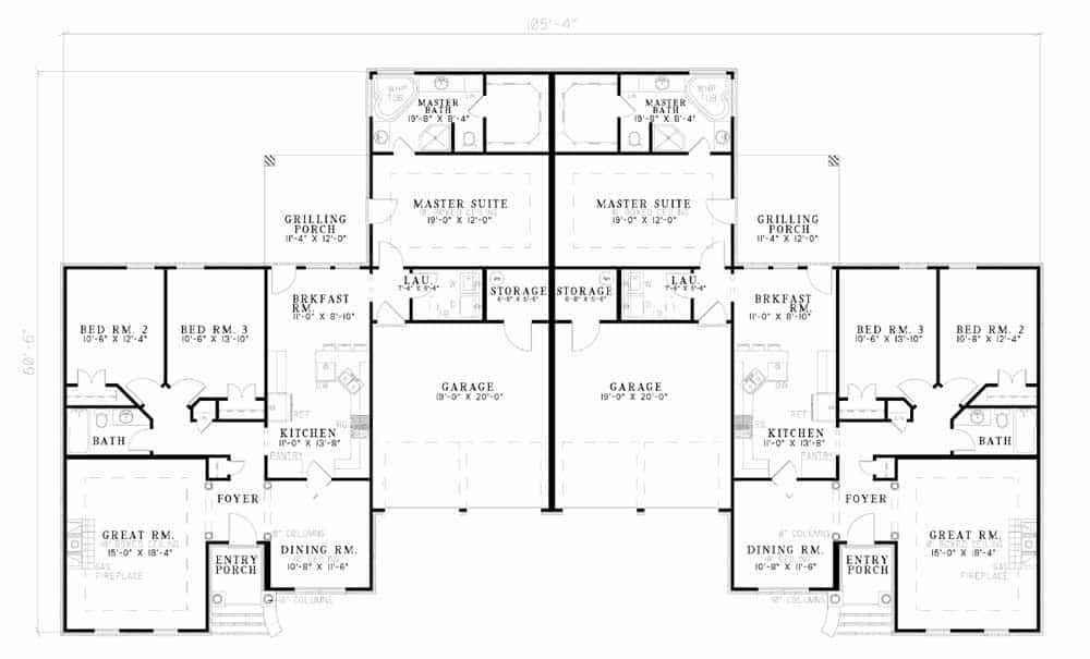 Floor Plan First Story of Multi-Unit Plan #153-1269