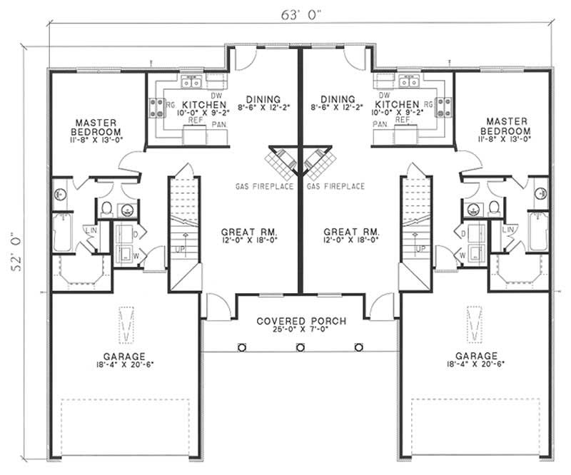Floor Plan First Story of Multi-Unit Plan #153-1271