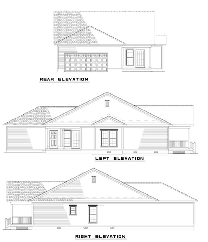 Home Plan Rear Elevation of this 3-Bedroom,1401 Sq Ft Plan -153-1272