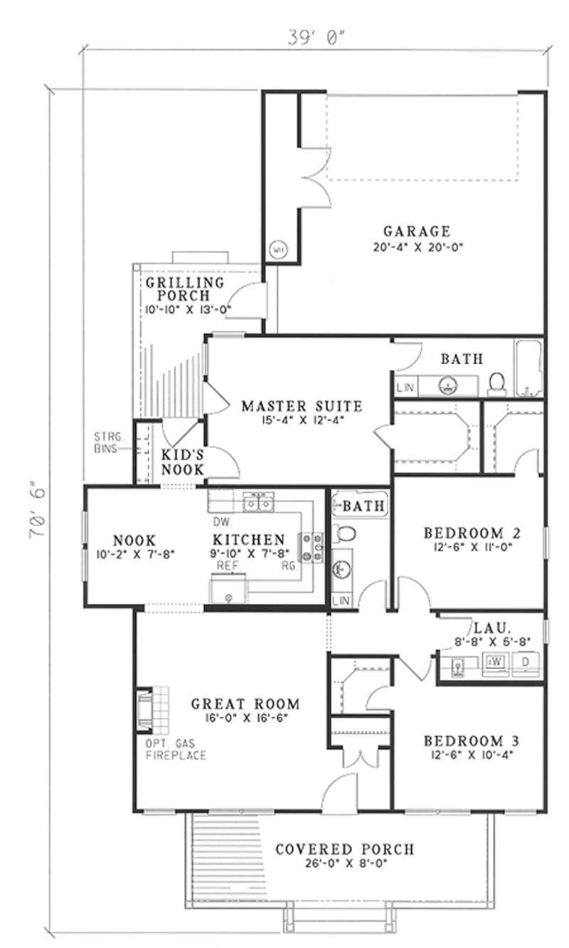Floor Plan First Story of Country Plan #153-1272