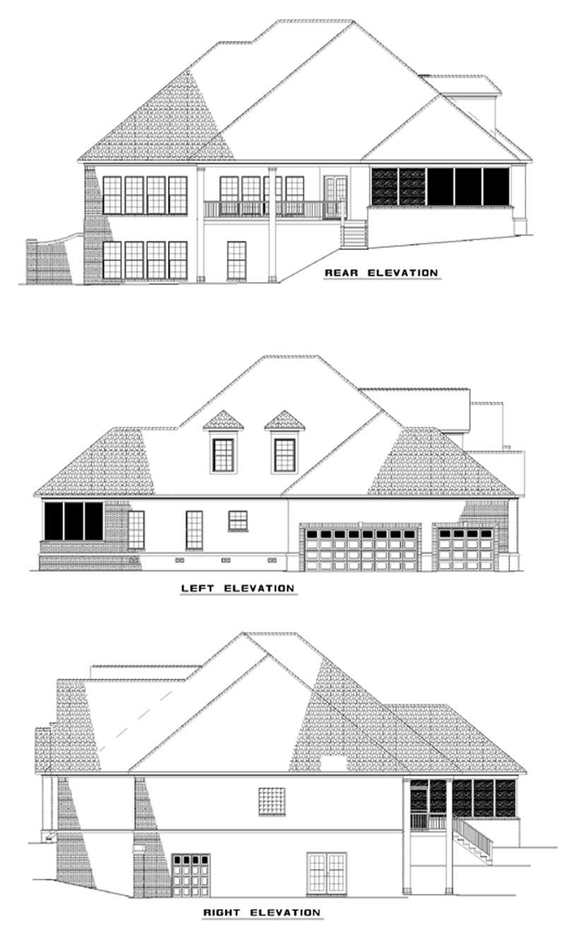 Home Plan Rear Elevation of this 4-Bedroom,3947 Sq Ft Plan -153-1273