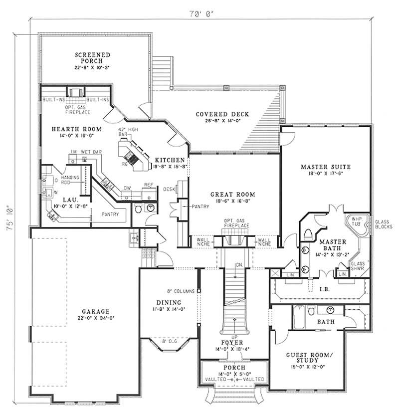 Floor Plan First Story of European Plan #153-1273