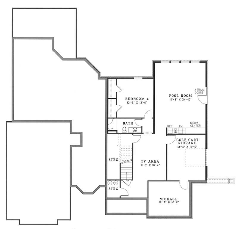 Floor Plan Basement of European Plan #153-1273