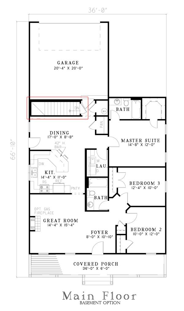 Floor Plan First Story of Country Plan #153-1276