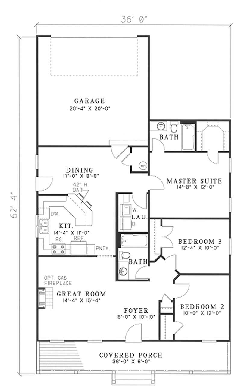 Floor Plan First Story of Country Plan #153-1276