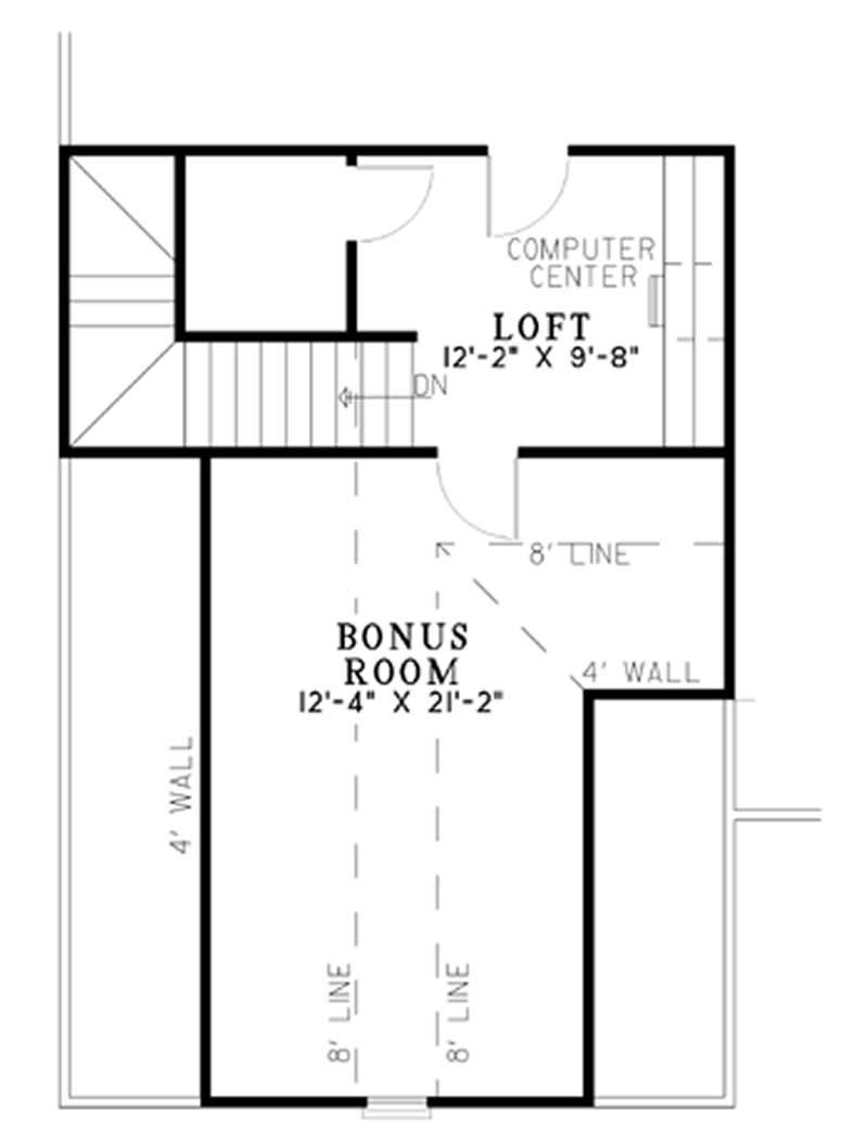 Floor Plan Bonus Room of European Plan #153-1284