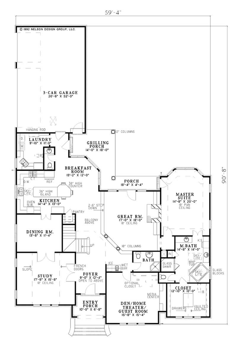 Floor Plan First Story of European Plan #153-1286