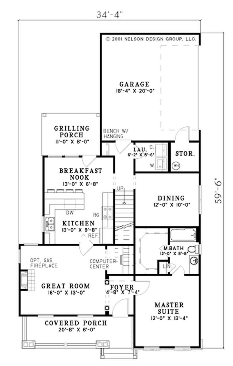 Floor Plan First Story of Craftsman Plan #153-1287