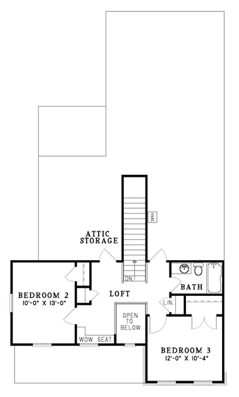 Floor Plan Second Story of Craftsman Plan #153-1287