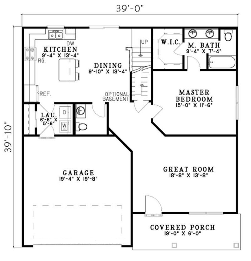 Floor Plan First Story of Country Plan #153-1289