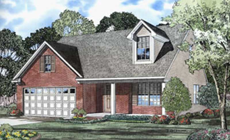 Color rendering of Country home plan (ThePlanCollection: House Plan #153-1289)