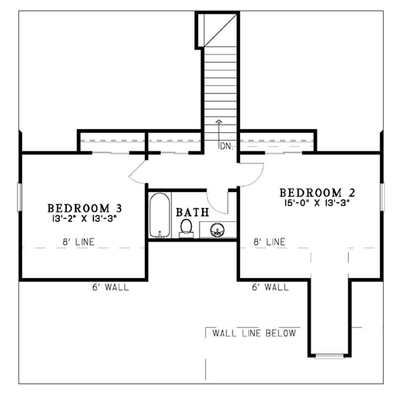 Floor Plan Second Story of Country Plan #153-1289