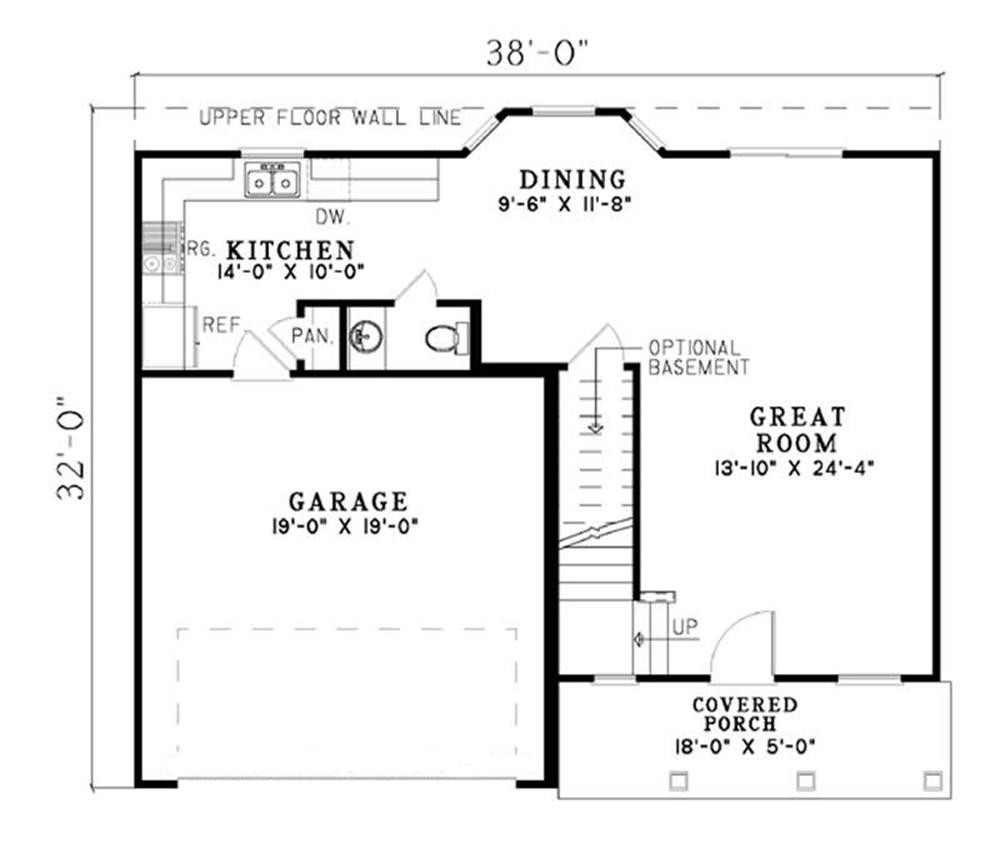 Floor Plan First Story of Country Plan #153-1291