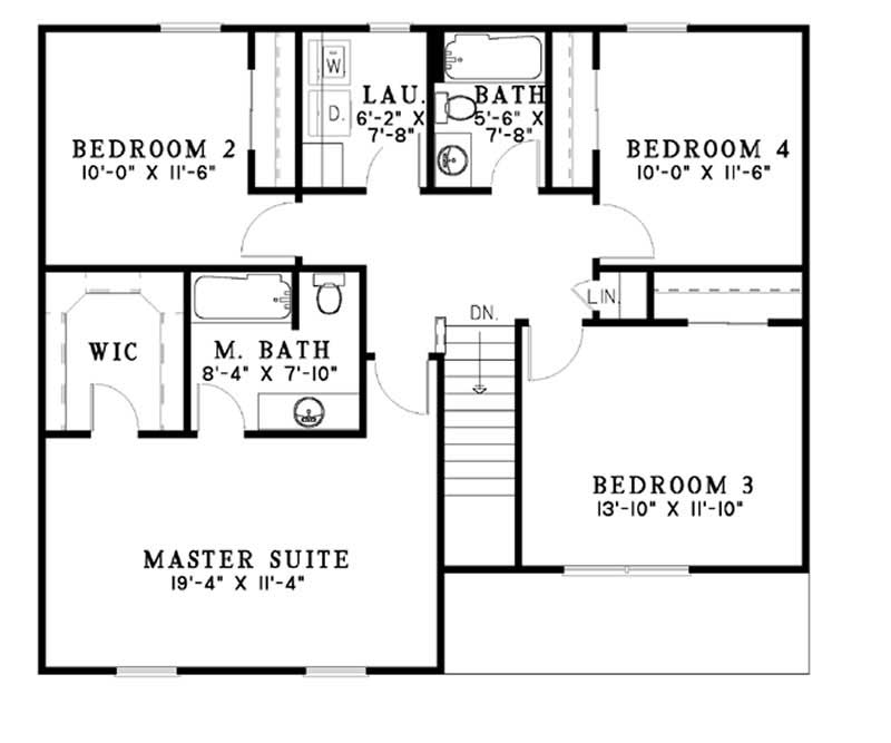 Floor Plan Second Story of Country Plan #153-1291