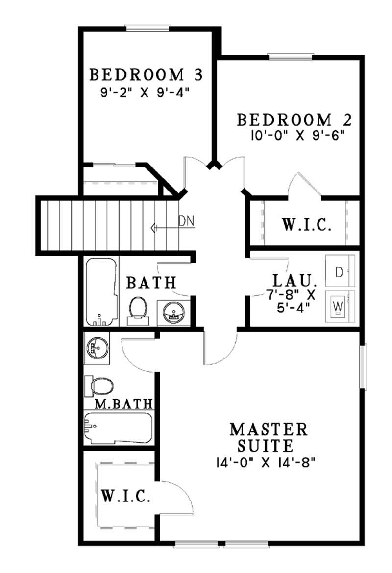 Floor Plan Second Story of Country Plan #153-1294