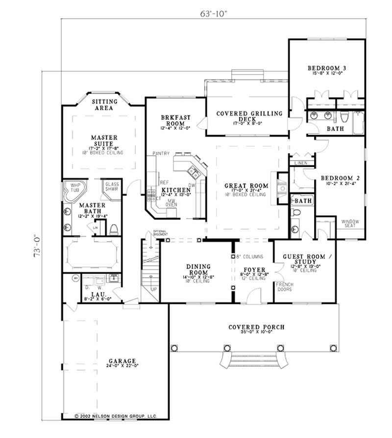 Floor Plan First Story of Country Plan #153-1300