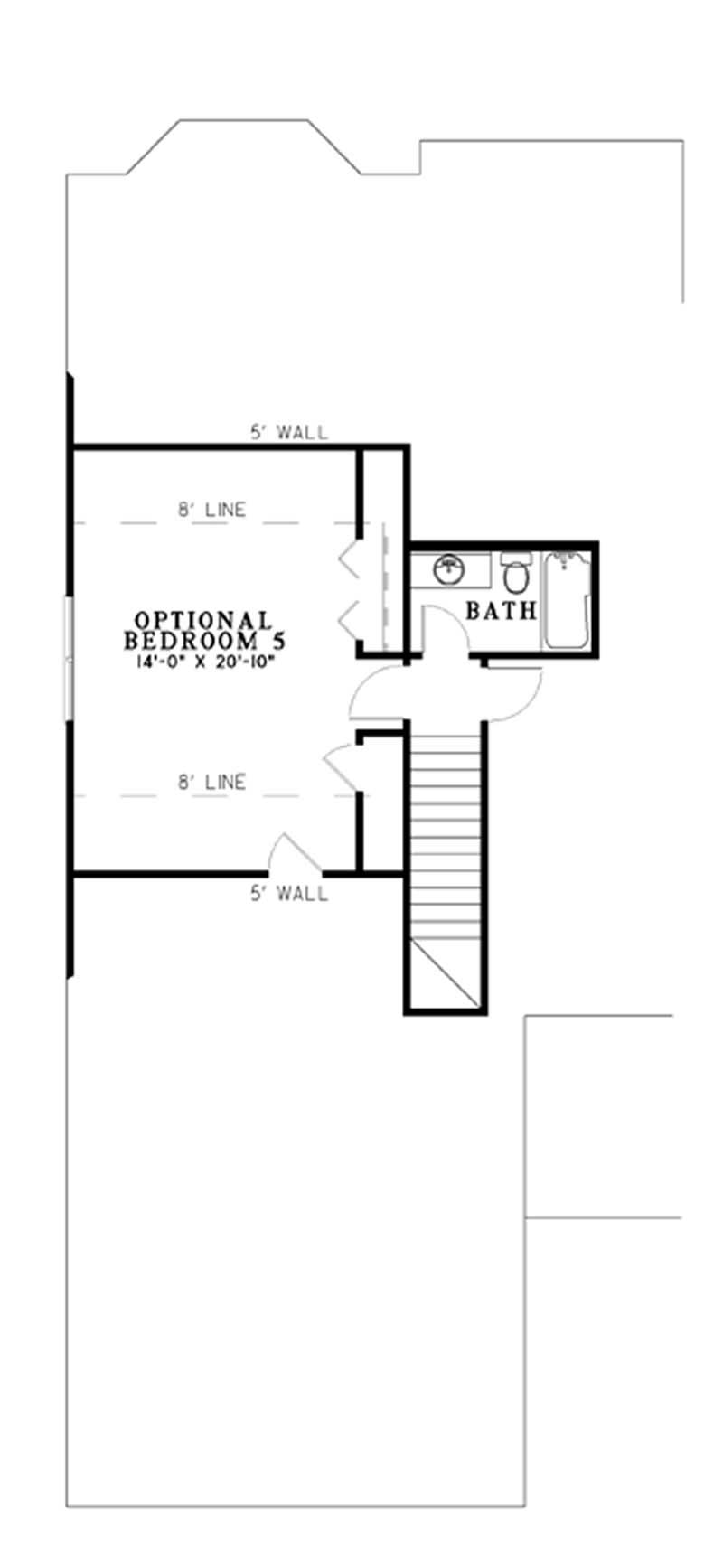 Floor Plan Bonus Room of Country Plan #153-1300