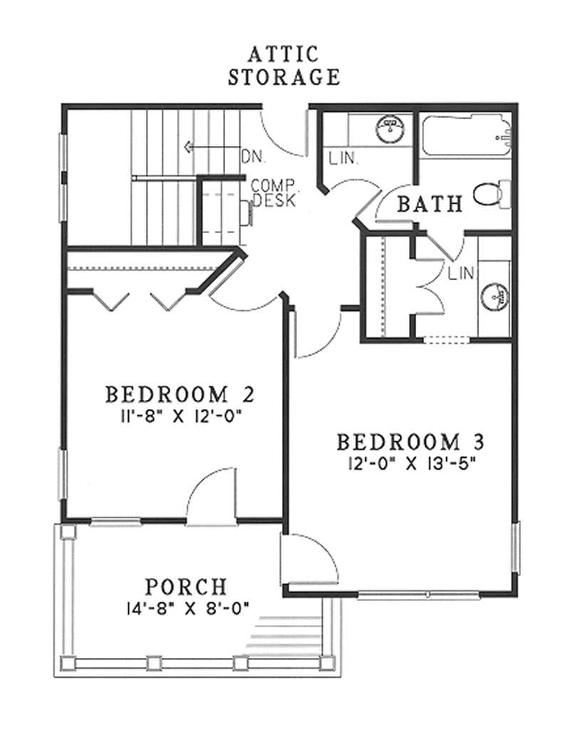 Floor Plan Second Story of Country Plan #153-1302