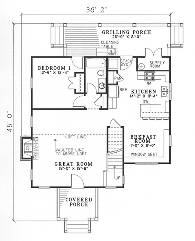 Floor Plan First Story of Country Plan #153-1304