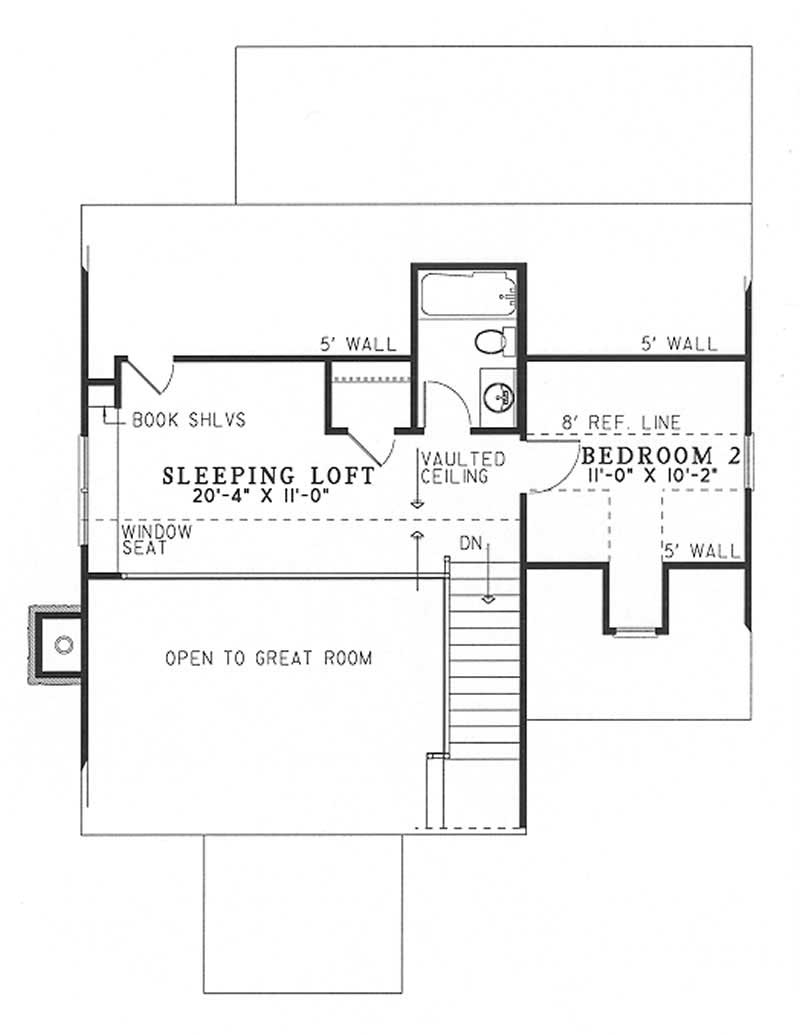 Floor Plan Second Story of Country Plan #153-1304