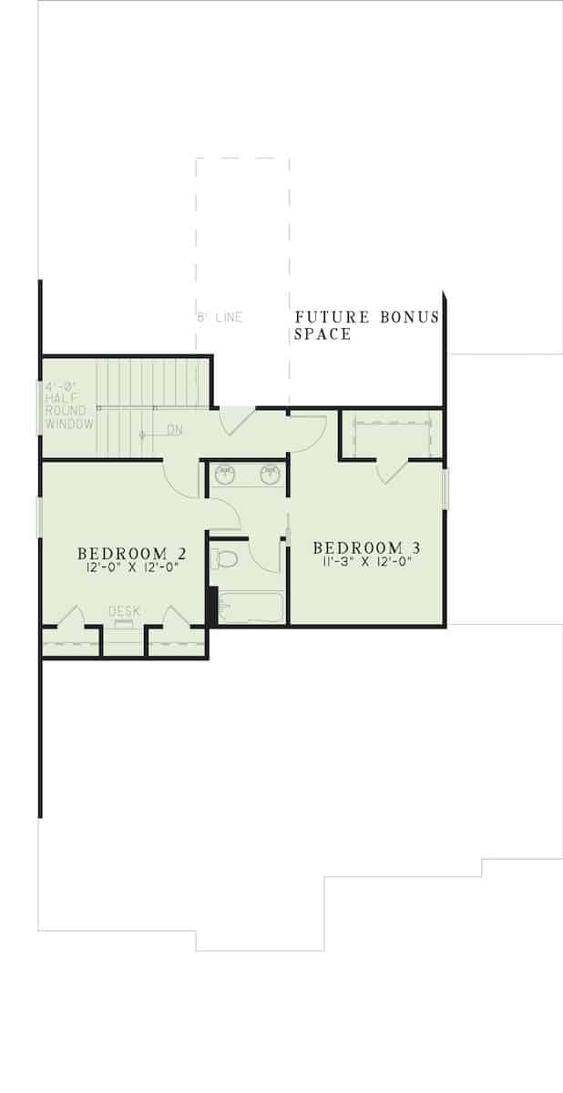 Floor Plan Upper Level of Country Plan #153-1305