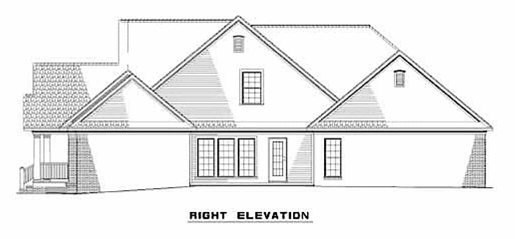 Home Plan Right Elevation of this 3-Bedroom,2146 Sq Ft Plan -153-1305