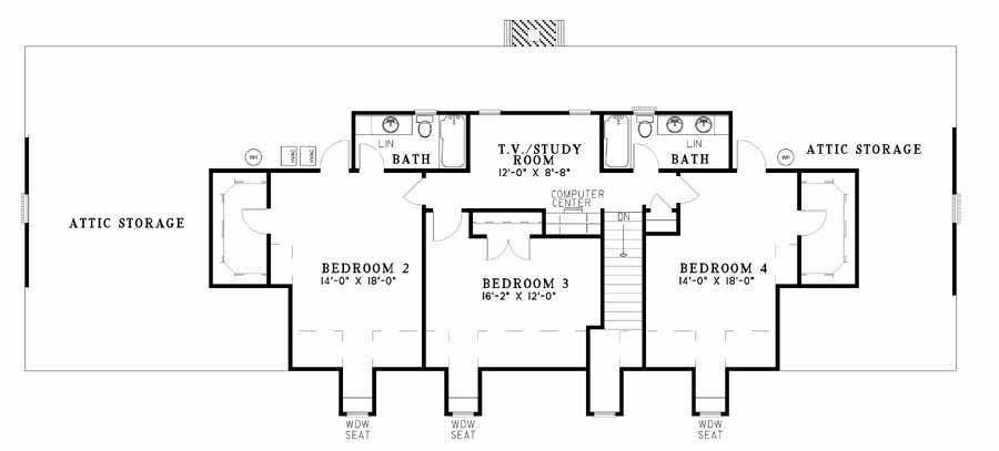 Floor Plan Second Story of Country Plan #153-1306