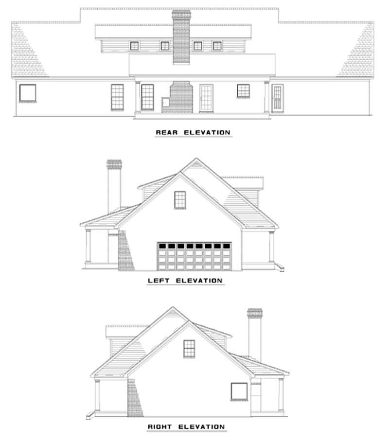 Home Plan Rear Elevation of this 4-Bedroom,3217 Sq Ft Plan -153-1306