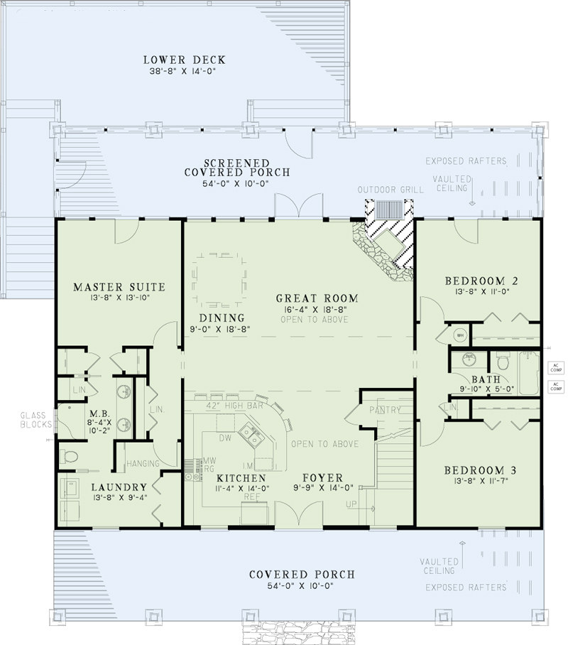 Floor Plan First Story of Country Plan #153-1313