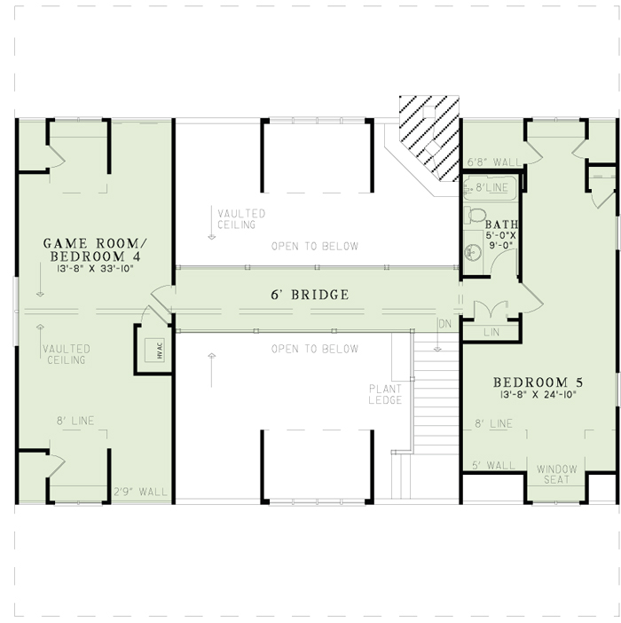 Floor Plan Second Story of Country Plan #153-1313