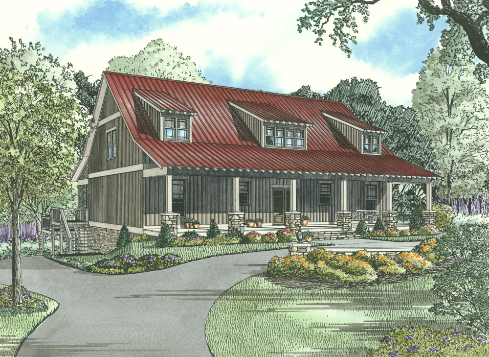 Home Plan Front Elevation of this 5-Bedroom,2704 Sq Ft Plan -153-1313
