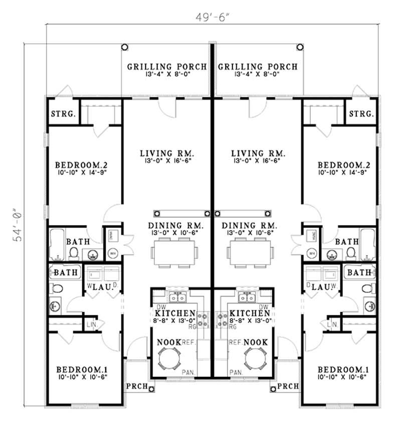 Floor Plan First Story of Multi-Unit Plan #153-1316