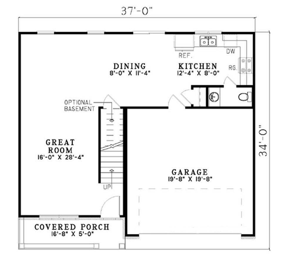 Floor Plan First Story of Country Plan #153-1317