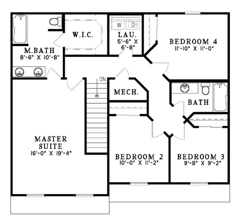 Floor Plan Second Story of Country Plan #153-1317