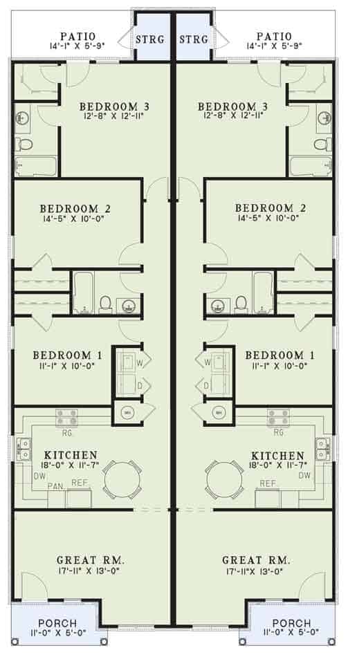 Floor Plan Main Level of Multi-Unit Plan #153-1324