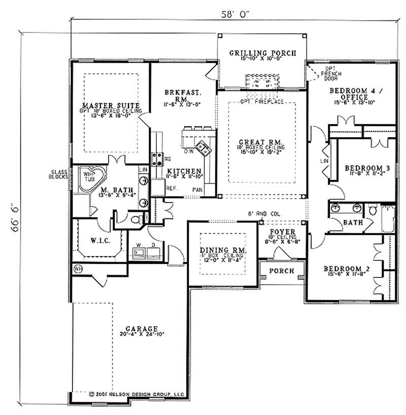 Floor Plan First Story of Southern Plan #153-1325