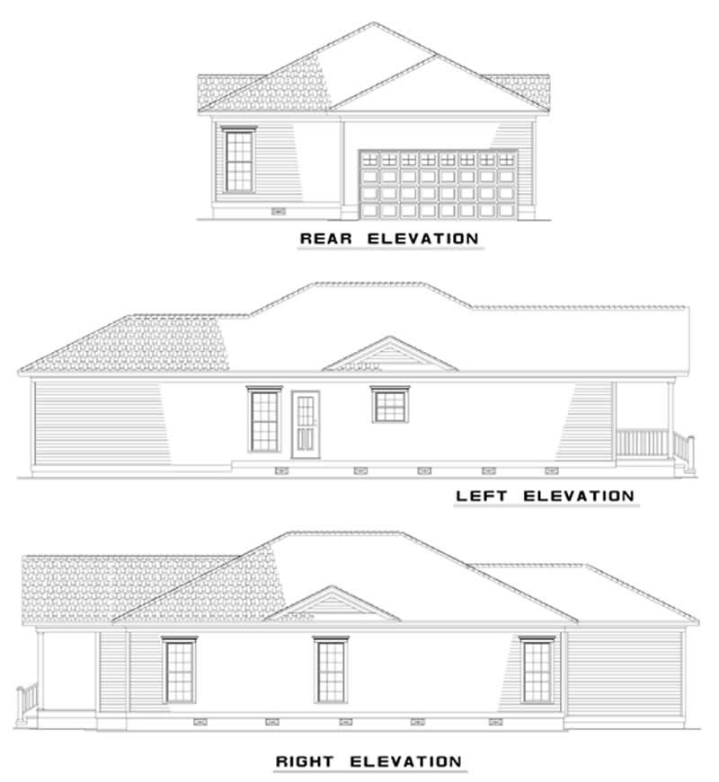 Home Plan Rear Elevation of this 3-Bedroom,1342 Sq Ft Plan -153-1331