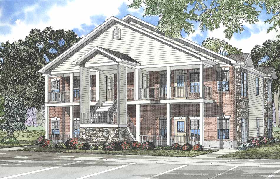 Front elevation of Multi-Unit home (ThePlanCollection: House Plan #153-1334)