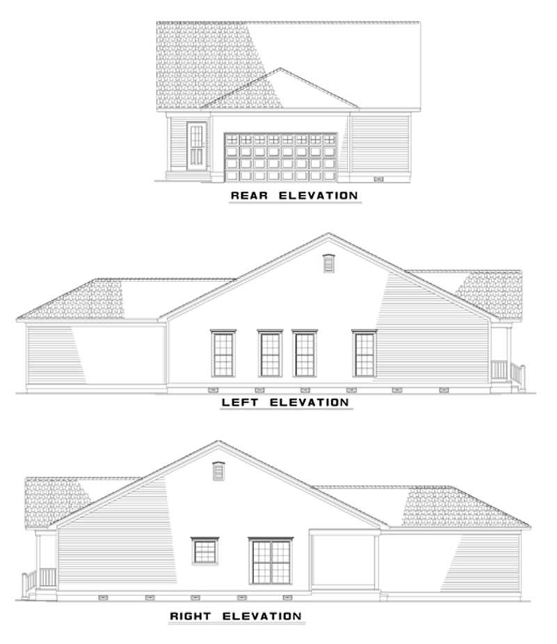 Home Plan Rear Elevation of this 3-Bedroom,1442 Sq Ft Plan -153-1340