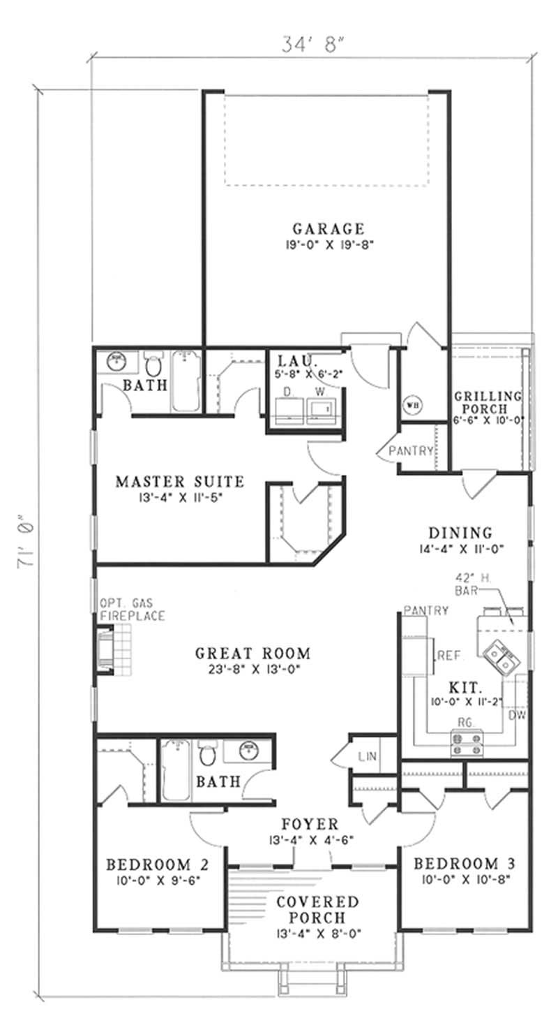 Floor Plan First Story of Country Plan #153-1340