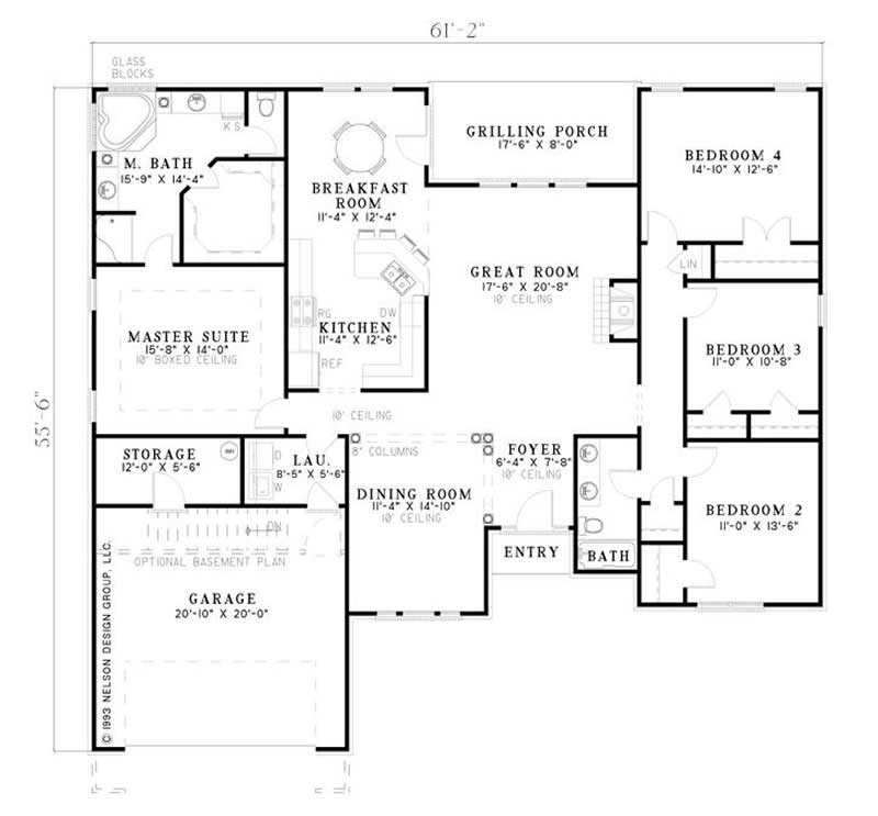 Floor Plan First Story of Ranch Plan #153-1341