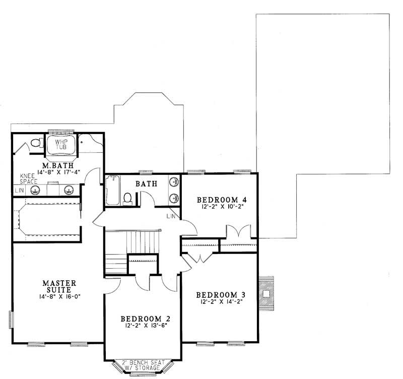 Floor Plan Second Story of Country Plan #153-1349