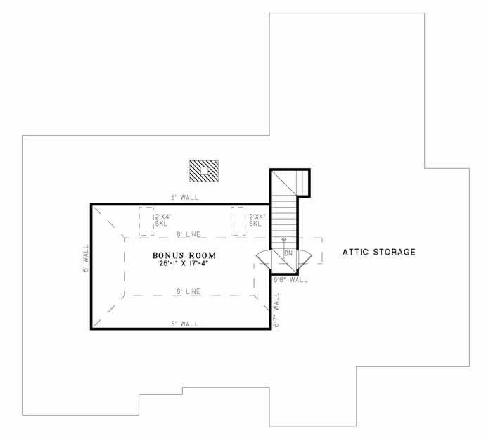 Floor Plan Bonus Room of Country Plan #153-1350