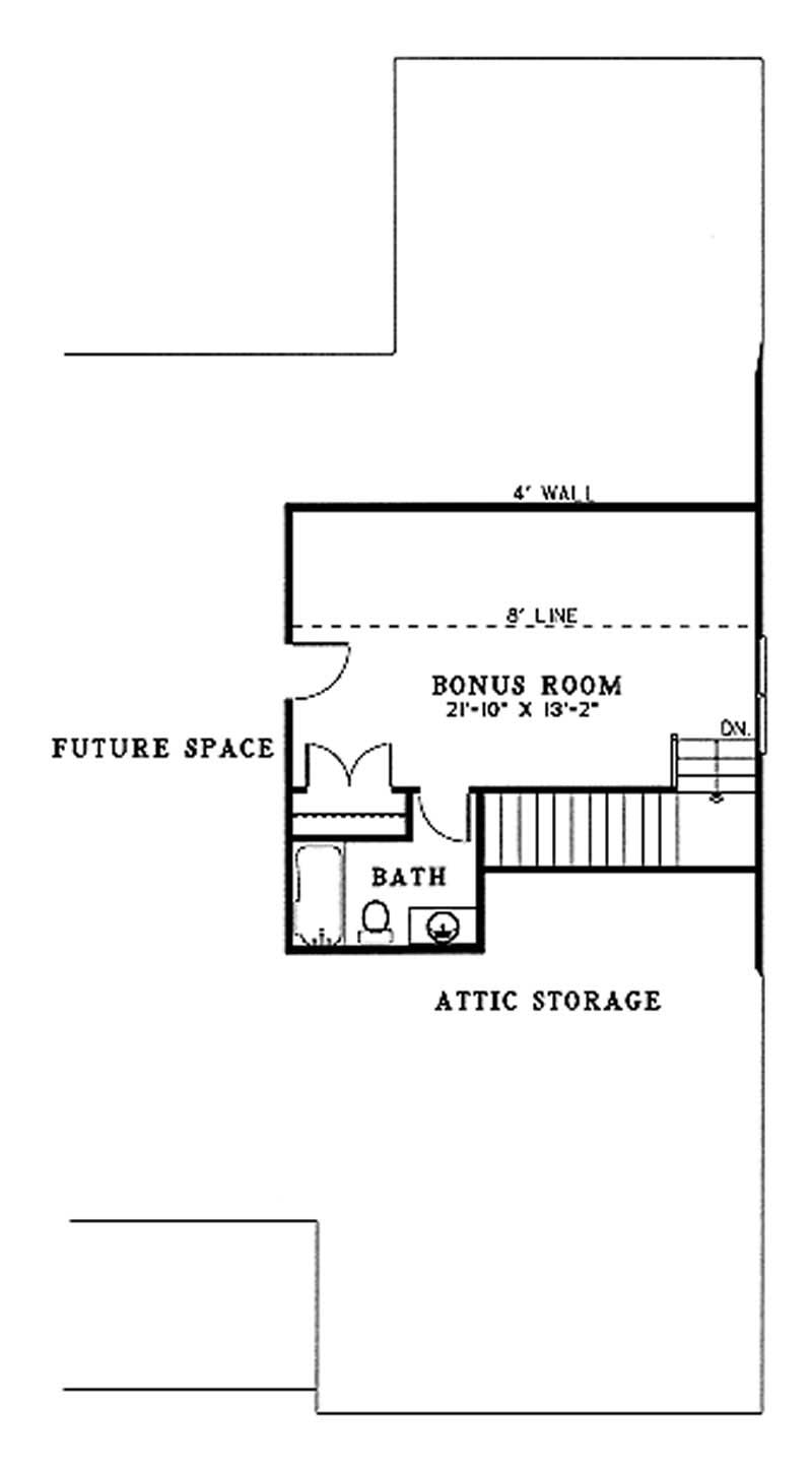 Floor Plan Bonus Room of Southern Plan #153-1351