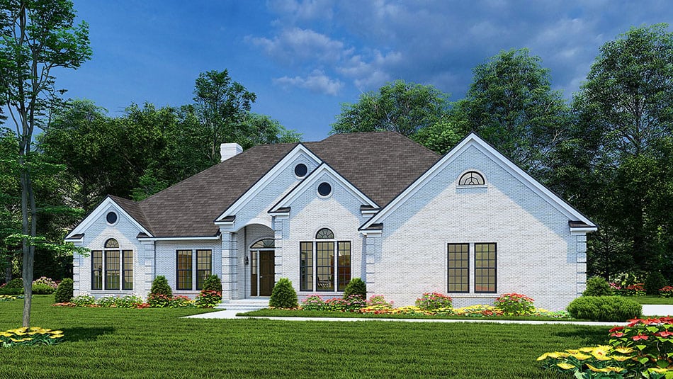 Front elevation of Southern home (ThePlanCollection: House Plan #153-1355)