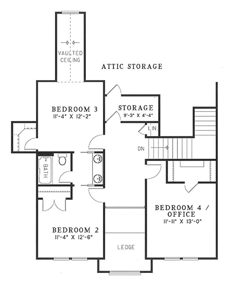 Floor Plan Second Story of French Plan #153-1356